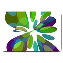 Green Abstract Flower Large Doormat  by Valentinaart