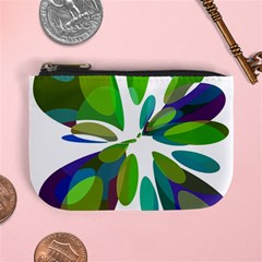 Green Abstract Flower Mini Coin Purses by Valentinaart