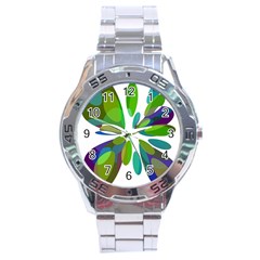 Green Abstract Flower Stainless Steel Analogue Watch by Valentinaart