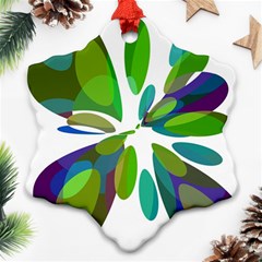 Green Abstract Flower Snowflake Ornament (2-side) by Valentinaart