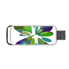 Green Abstract Flower Portable Usb Flash (one Side) by Valentinaart