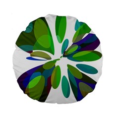 Green Abstract Flower Standard 15  Premium Round Cushions by Valentinaart