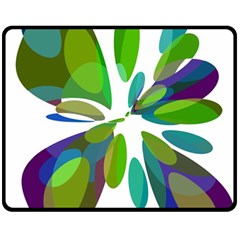 Green Abstract Flower Double Sided Fleece Blanket (medium) 