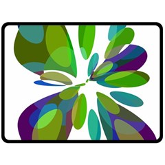 Green Abstract Flower Double Sided Fleece Blanket (large) 