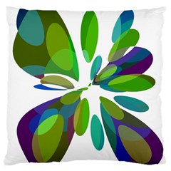 Green Abstract Flower Standard Flano Cushion Case (one Side) by Valentinaart