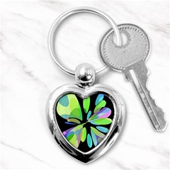 Green Abstract Flower Key Chains (heart)  by Valentinaart