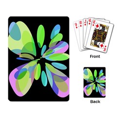 Green Abstract Flower Playing Card by Valentinaart