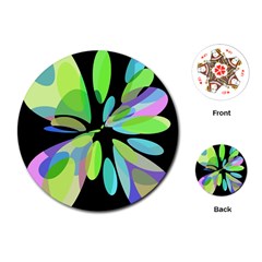 Green Abstract Flower Playing Cards (round) 