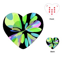 Green Abstract Flower Playing Cards (heart) 