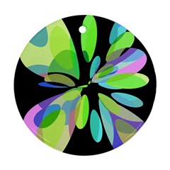 Green Abstract Flower Round Ornament (two Sides)  by Valentinaart