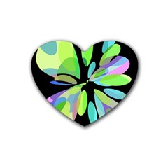 Green Abstract Flower Heart Coaster (4 Pack)  by Valentinaart