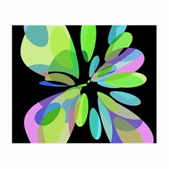 Green Abstract Flower Small Glasses Cloth (2-side) by Valentinaart