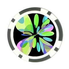 Green Abstract Flower Poker Chip Card Guards by Valentinaart