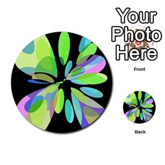 Green Abstract Flower Multi-purpose Cards (round)  by Valentinaart