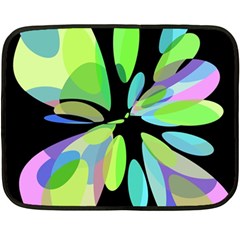 Green Abstract Flower Double Sided Fleece Blanket (mini)  by Valentinaart