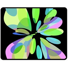 Green Abstract Flower Fleece Blanket (medium)  by Valentinaart