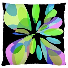 Green Abstract Flower Large Cushion Case (one Side) by Valentinaart