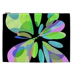 Green Abstract Flower Cosmetic Bag (xxl)  by Valentinaart