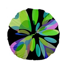 Green Abstract Flower Standard 15  Premium Round Cushions by Valentinaart