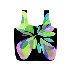 Green Abstract Flower Full Print Recycle Bags (s)  by Valentinaart