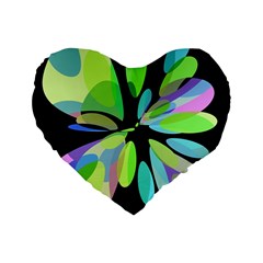 Green Abstract Flower Standard 16  Premium Flano Heart Shape Cushions by Valentinaart