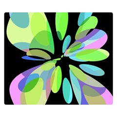 Green Abstract Flower Double Sided Flano Blanket (small) 