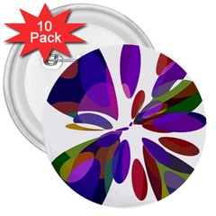 Colorful Abstract Flower 3  Buttons (10 Pack)  by Valentinaart