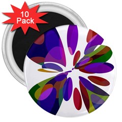 Colorful Abstract Flower 3  Magnets (10 Pack)  by Valentinaart