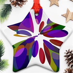 Colorful Abstract Flower Star Ornament (two Sides)  by Valentinaart