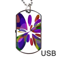 Colorful Abstract Flower Dog Tag Usb Flash (one Side) by Valentinaart