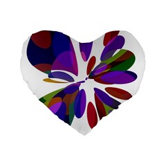 Colorful Abstract Flower Standard 16  Premium Flano Heart Shape Cushions