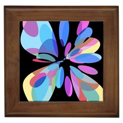 Blue Abstract Flower Framed Tiles by Valentinaart