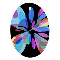 Blue Abstract Flower Ornament (oval)  by Valentinaart