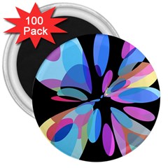 Blue Abstract Flower 3  Magnets (100 Pack) by Valentinaart