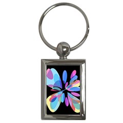 Blue Abstract Flower Key Chains (rectangle)  by Valentinaart