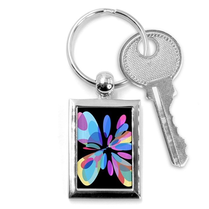 Blue abstract flower Key Chains (Rectangle) 