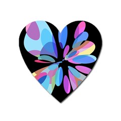 Blue Abstract Flower Heart Magnet by Valentinaart