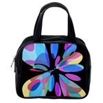 Blue abstract flower Classic Handbags (One Side) Front