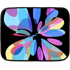 Blue Abstract Flower Double Sided Fleece Blanket (mini)  by Valentinaart