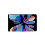 Blue abstract flower Cosmetic Bag (Small)  Front