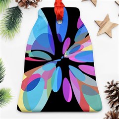 Blue Abstract Flower Bell Ornament (2 Sides)