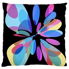 Blue Abstract Flower Large Flano Cushion Case (one Side)