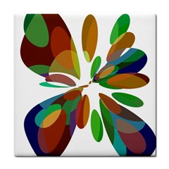 Colorful Abstract Flower Tile Coasters by Valentinaart