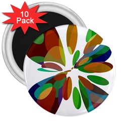 Colorful Abstract Flower 3  Magnets (10 Pack)  by Valentinaart