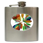 Colorful abstract flower Hip Flask (6 oz) Front