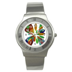 Colorful Abstract Flower Stainless Steel Watch