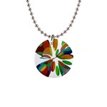 Colorful abstract flower Button Necklaces Front