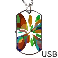 Colorful Abstract Flower Dog Tag Usb Flash (one Side) by Valentinaart