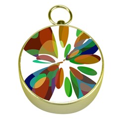 Colorful Abstract Flower Gold Compasses by Valentinaart