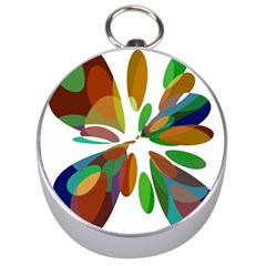 Colorful Abstract Flower Silver Compasses by Valentinaart